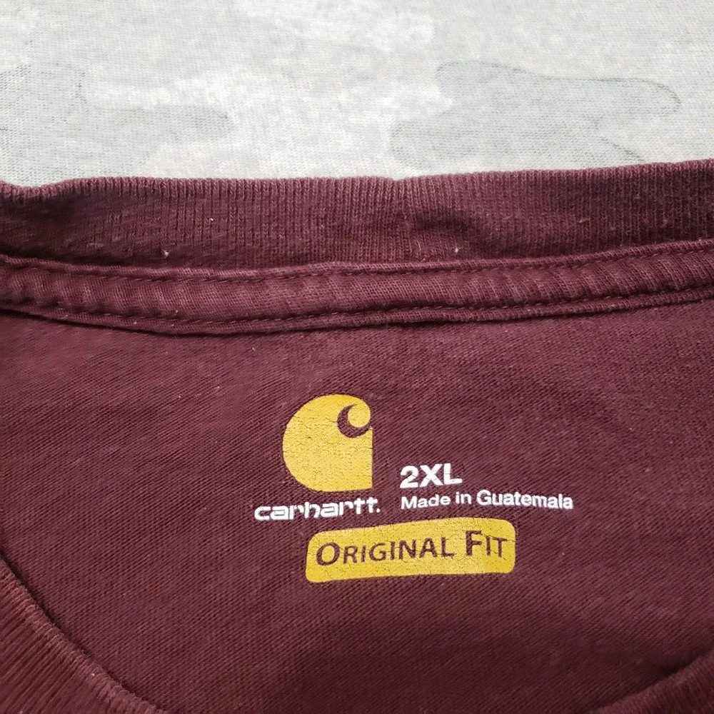 Carhartt Shirt Mens 2XL Red Pocket Tee Short Sleeve Workwear Outdoors